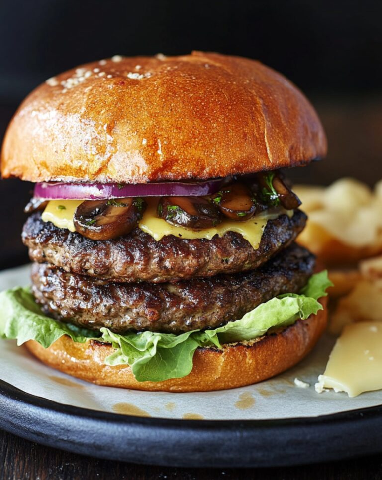 Tavern Burgers with Drunken Mushrooms