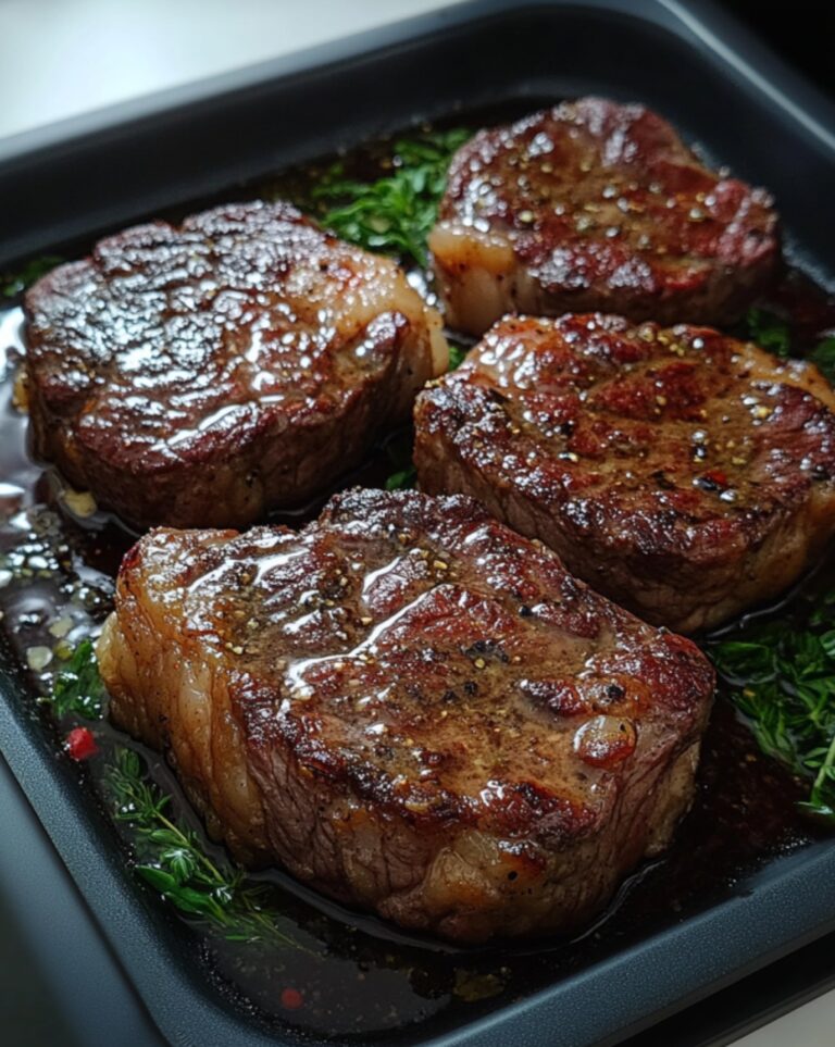 Seared Ribeye Steak With Red Wine Pan Gravy