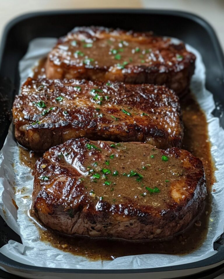 The Seared Ribeye Steak with Red Wine Pan Gravy recipe