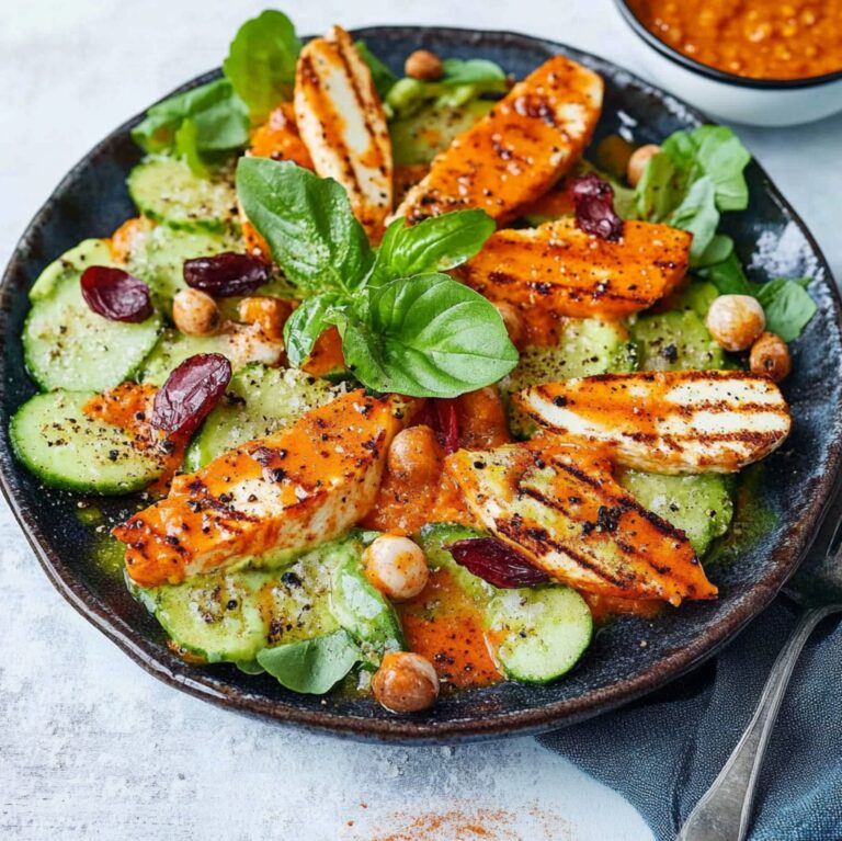 Barbecue Sweet Potato Wedges and Haloumi Salad